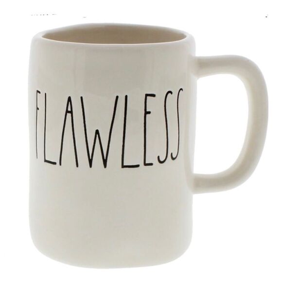 Rae Dunn Flawless White Ceramic 16 oz mug with Black Lettering - Picture 1 of 11